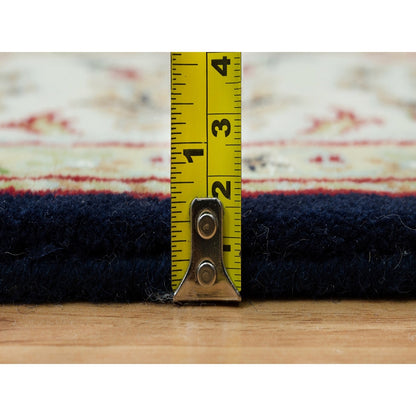 4'10"X7'2" Ombre Blue Hand Knotted Nain Design 250 Kpsi Pure Wool Rug