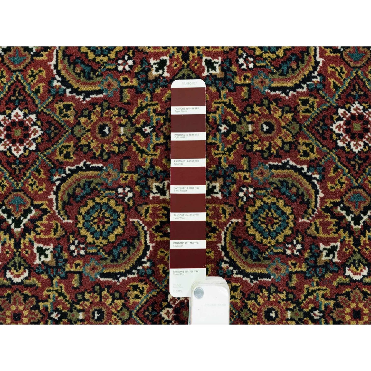 Rug 4'2"x6' Red Herrita Fish Design 175 KSPI Hand Knotted Wool and Silk