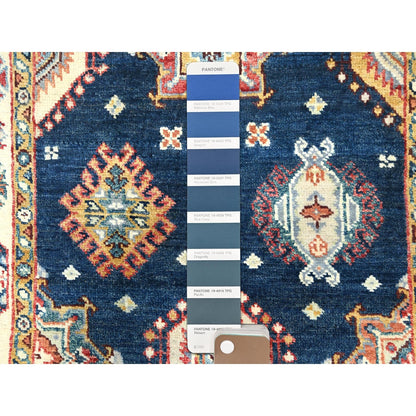 3'X18'6" Yale Blue Soft Wool Hand Knotted Special Kazak Xl Runner Rug