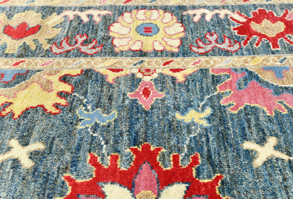 Handmade Floral Transitional Oriental Rug 8x10 ft Muted Gray Living Room Carpet