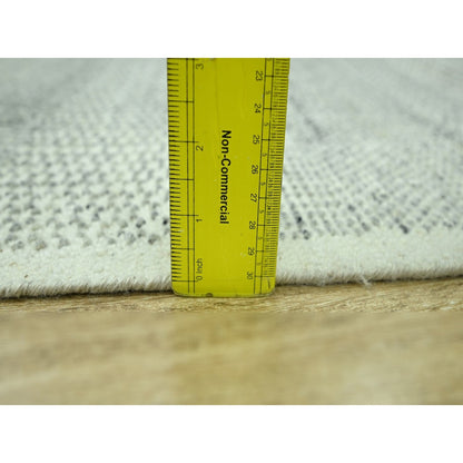 2'8"X6'3" Gray 100% Wool Rug Hand Knotted Oxidized Grass Design Runner