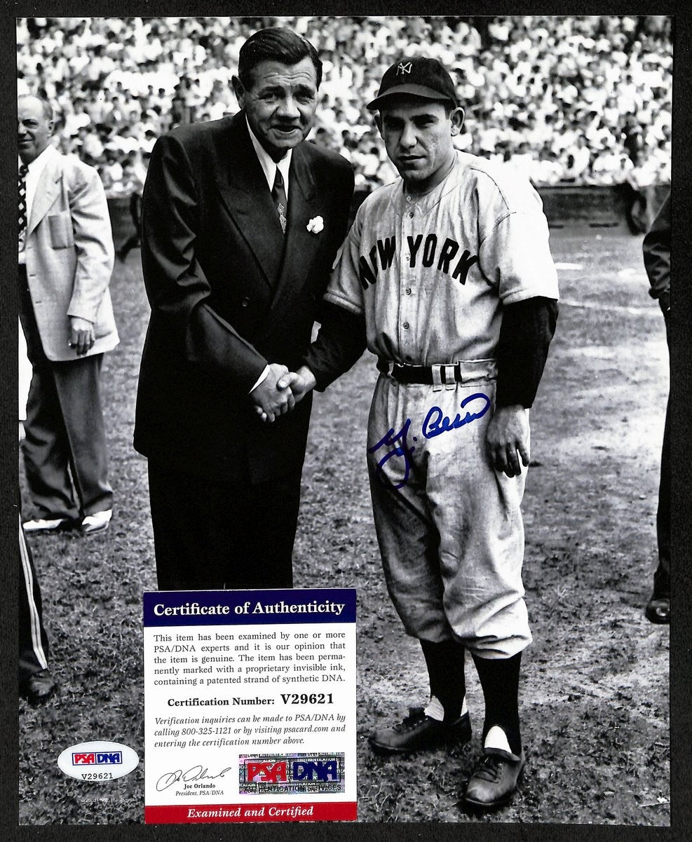 Yogi Berra Hof Signed/Auto 8X10 Photo W/ Bsabe Ruth Yankees Psa/Dna 201891