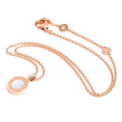 Bvlgari Bvlgari Onyx And Shell Diamond Necklace In Pink Gold 750Pg