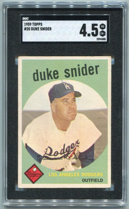 Duke Snider 1959 Topps Card #20 Sgc Graded 4.5