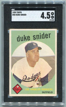 Duke Snider 1959 Topps Card #20 Sgc Graded 4.5