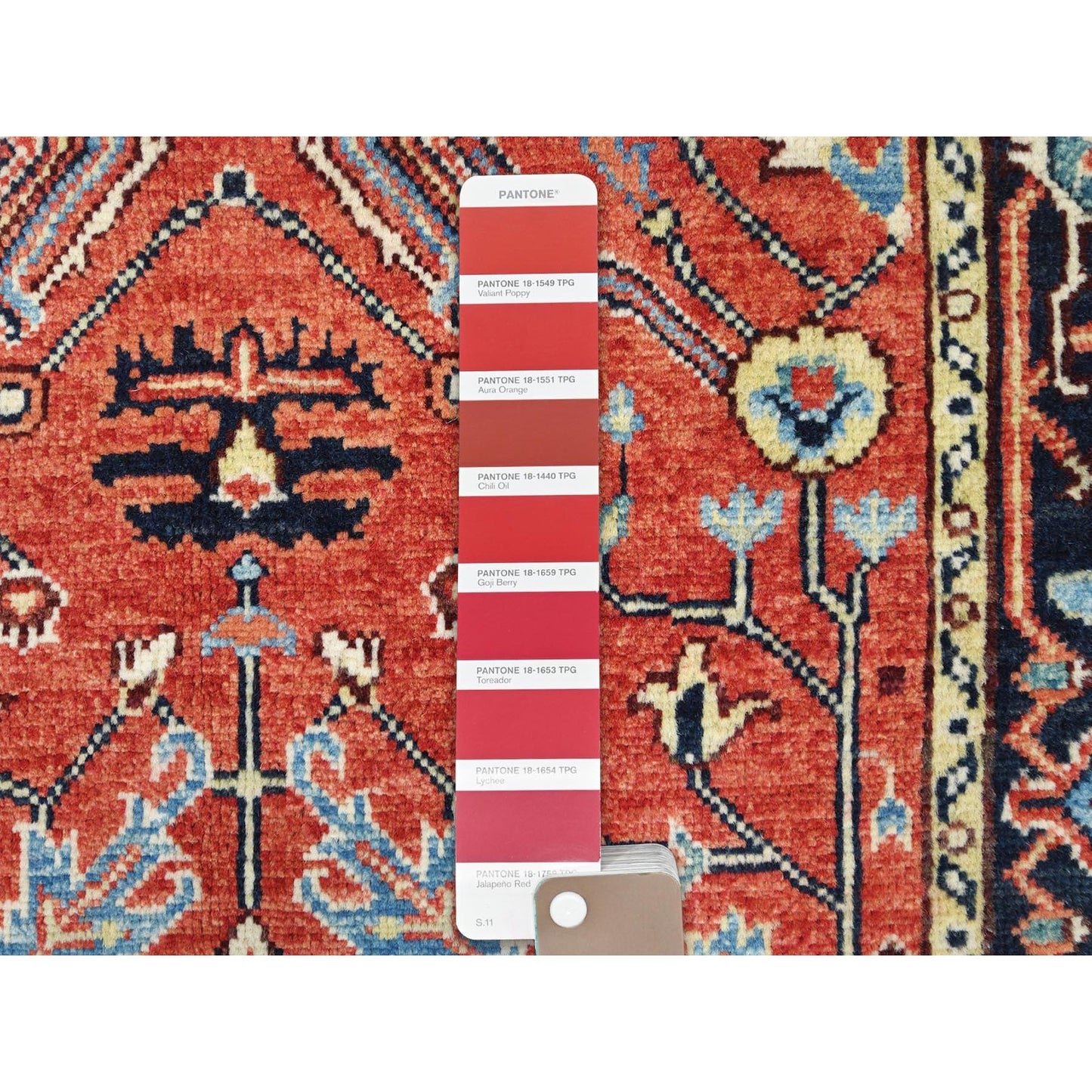 3'X4'10" Red Afghan Peshawar Heris Wool Hand Knotted Oriental Rug
