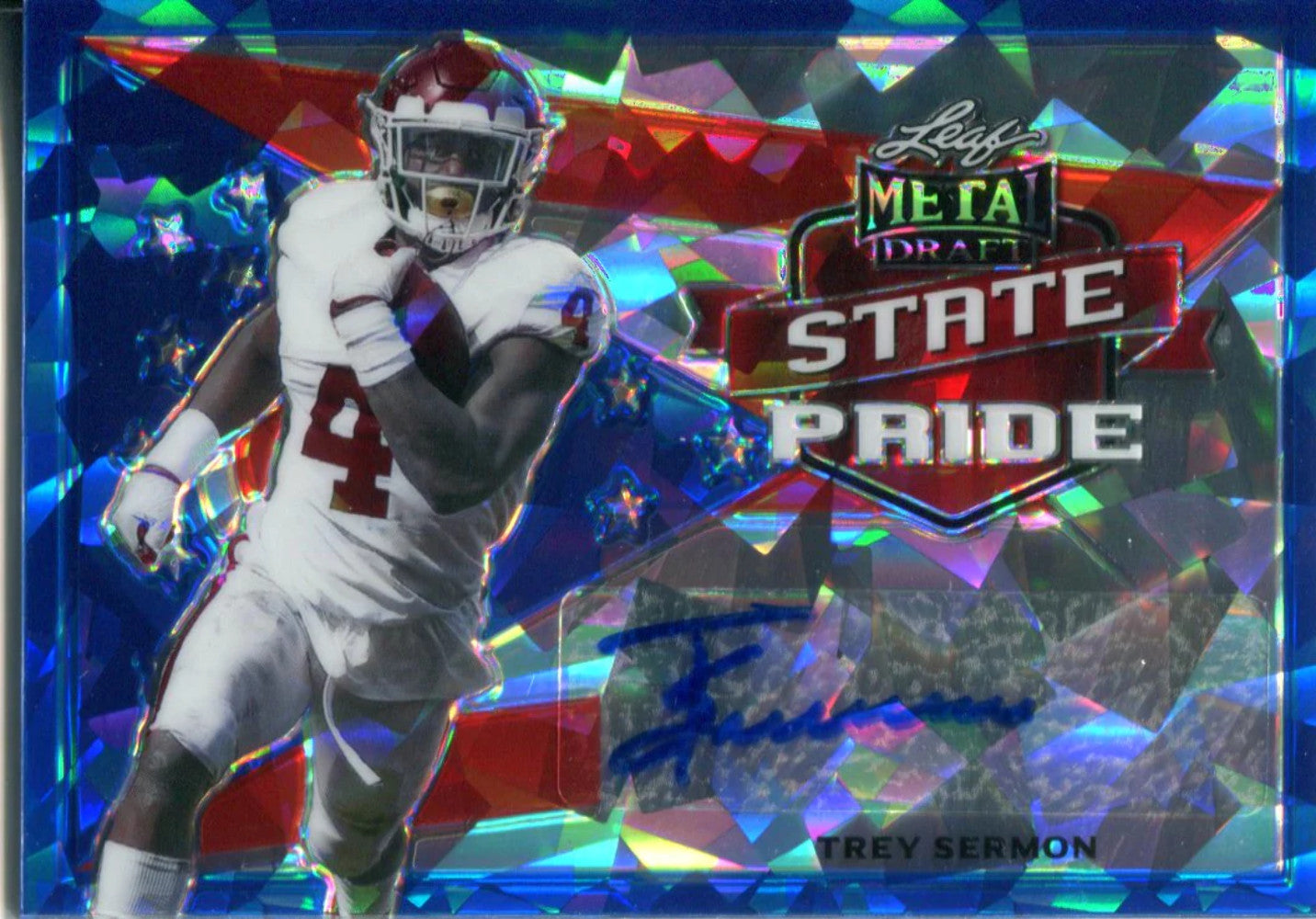 Trey Sermon 2021 Leaf Metal Draft State Pride Autographed Rookie Card 20/25