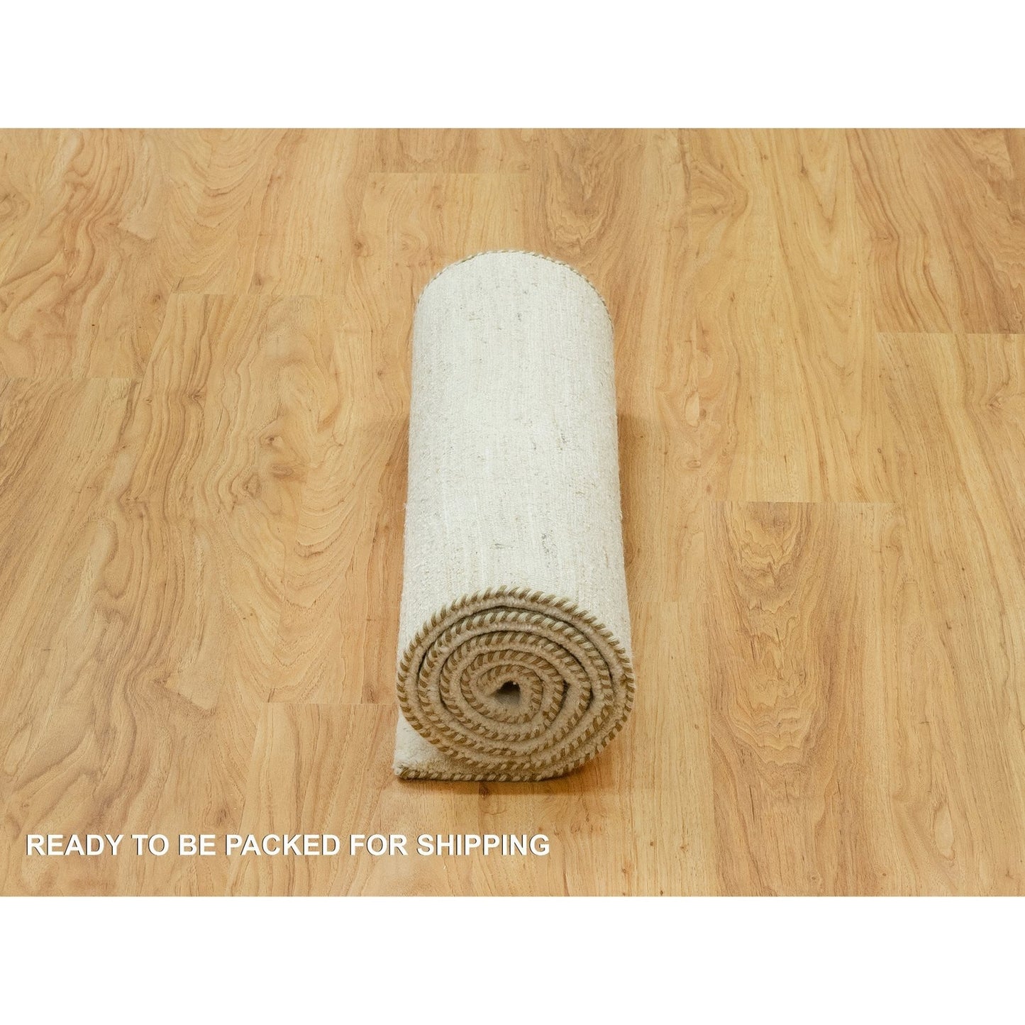 2'6"X6' White Luxuriouss Wool Hand Knotted Runner Oriental Rug