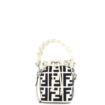 Fendi Woven Handle Mon Tresor Bucket Bag Zucca Embroidered Canvas Mini