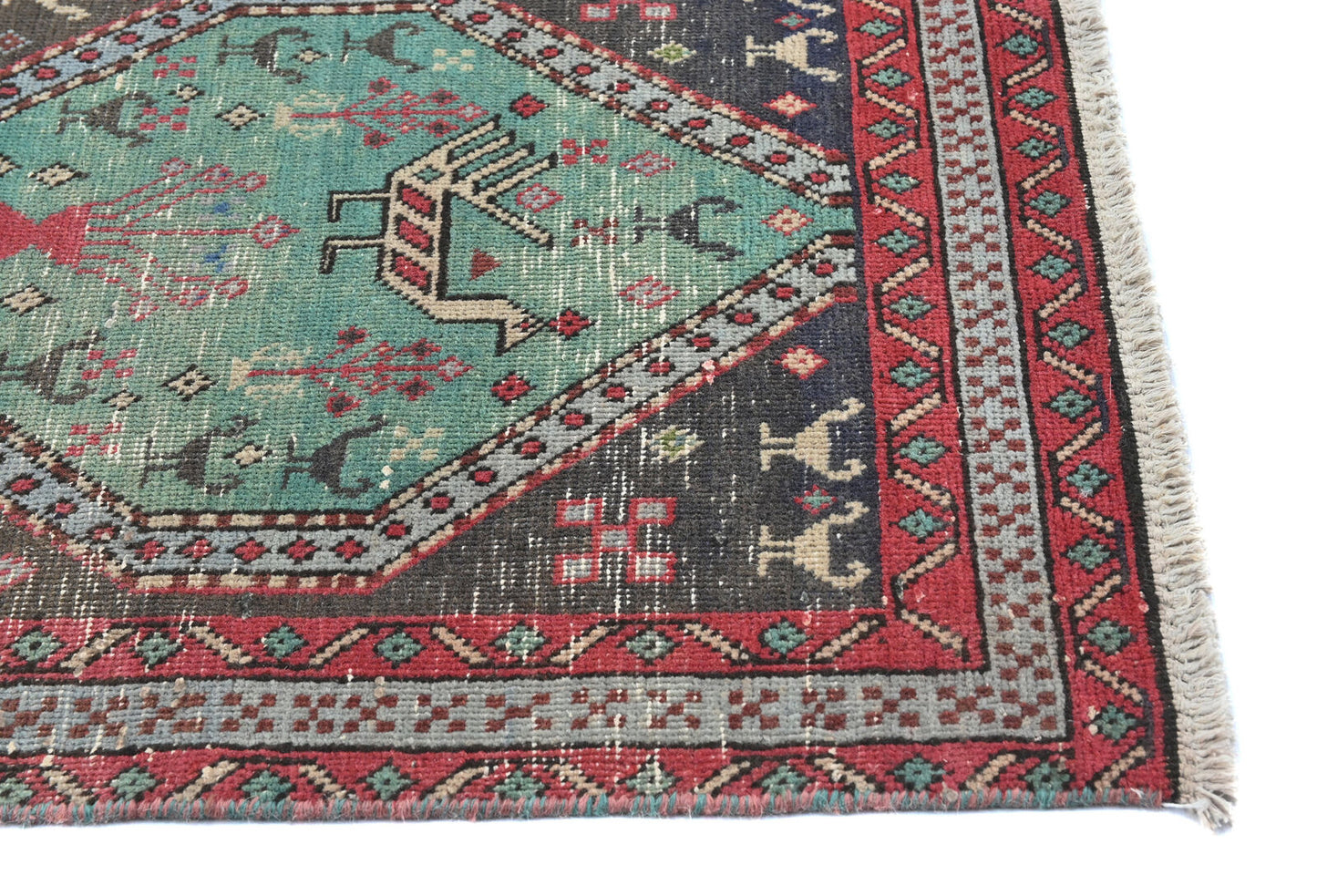 Vintage Oriental Runner Rug Tribal Farmho Hallway