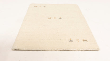 Handmade Round Oatmeal Tribal Pictorial Gabbeh Rug Modern Decor