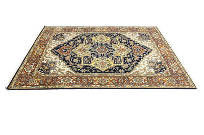 8X10 ft Handmade Serapi Oriental Rug Floral Boho Farmhouse Style Wool Carpet