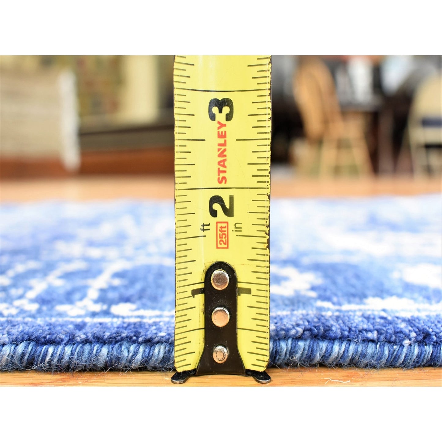 2'6"X16'10" Blue Tone On Tone Tebraz Wool/Silk Hand Knotted Xl Runner Rug