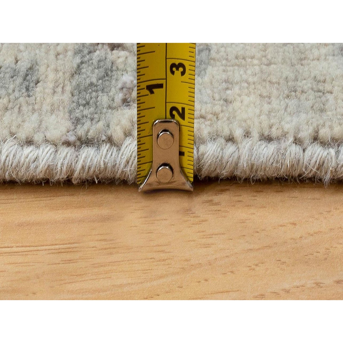 3'X4'10" Abstract Design Silver-Blue Modern Hand Knotted Wool & Silk Rug