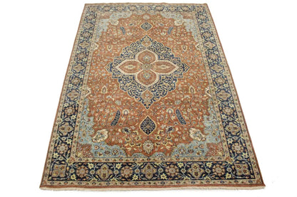 6X9 Ft Handmade Rust Serapi Oriental Rug Farmho