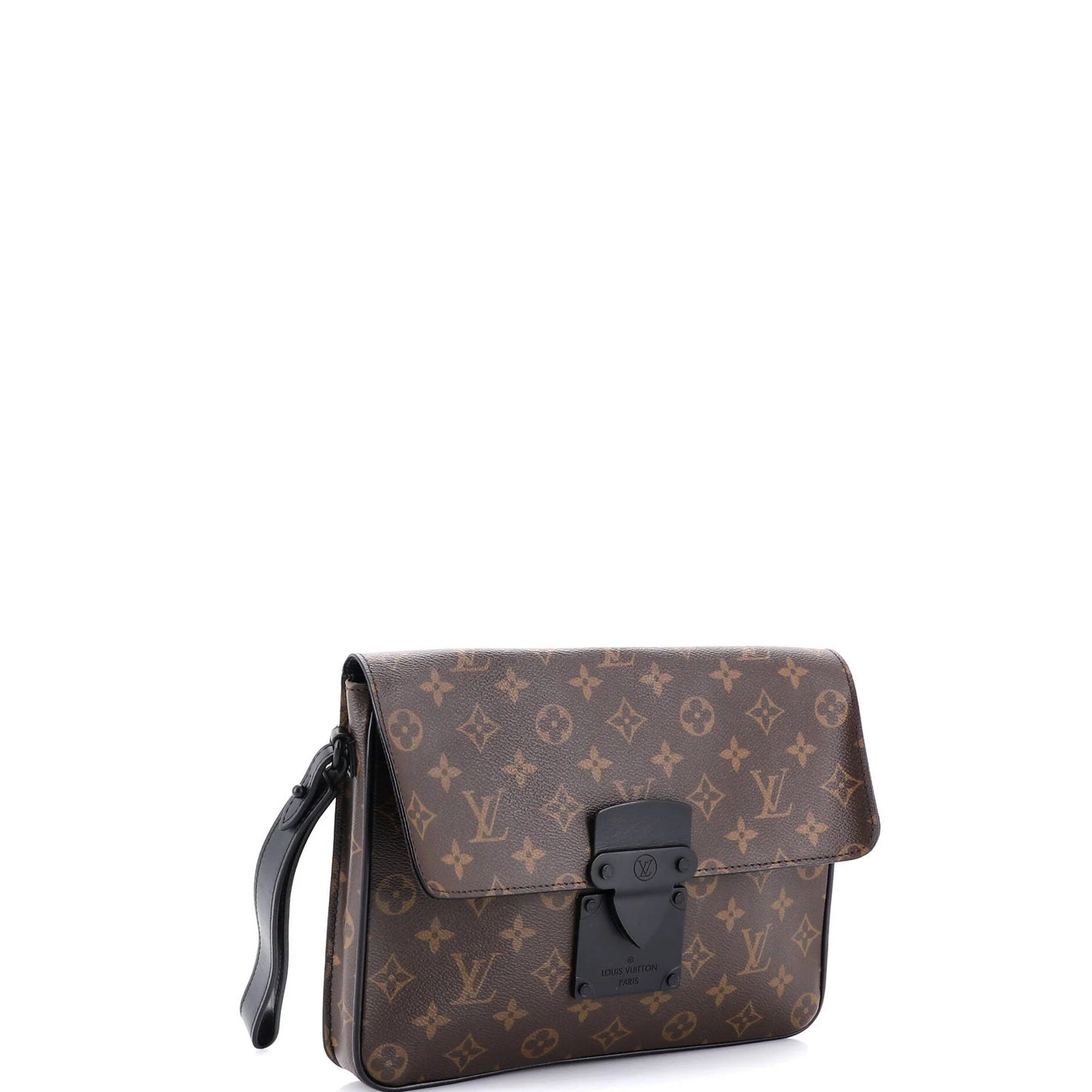 Louis Vuitton S Lock A4 Wristlet Pouch Macassar Monogram Canvas