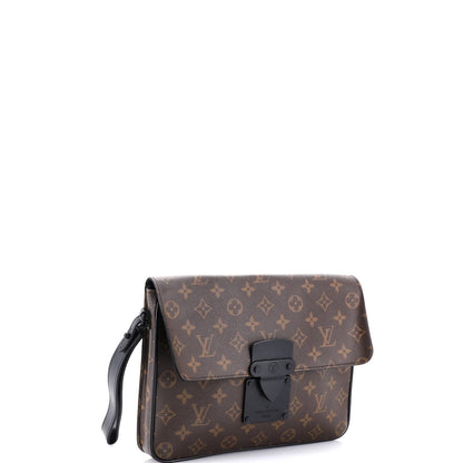 Louis Vuitton S Lock A4 Wristlet Pouch Macassar Monogram Canvas