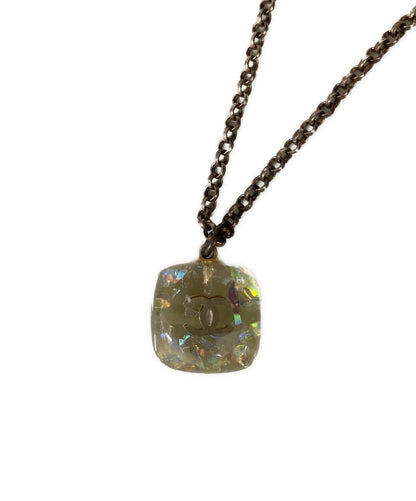 Chanel Logo Motif Glitter Resin Necklace