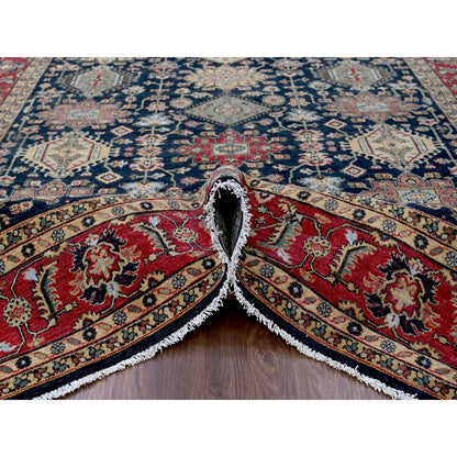8'2"X10' Cynical Black Wool Karajeh Design Hand Knotted Oriental Rug