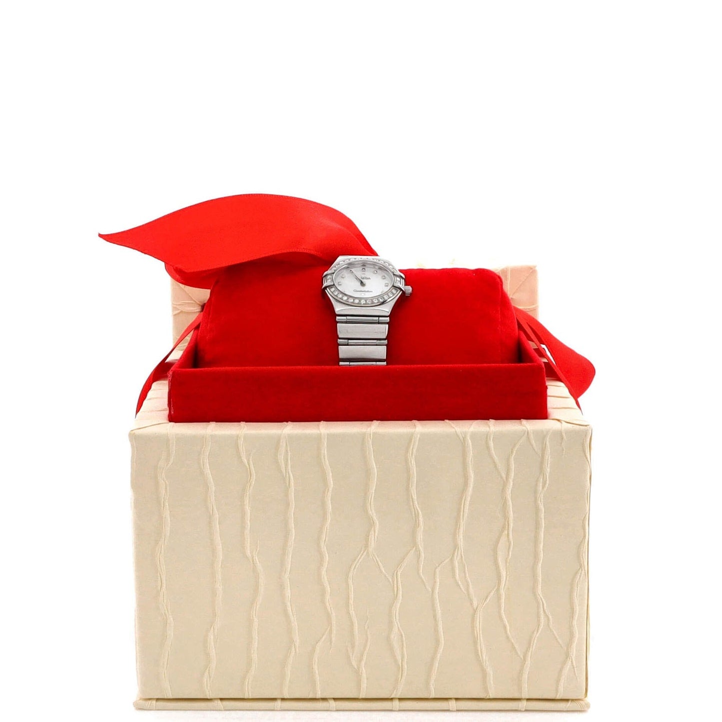 Omega Constellation Quartz Watch Stainless Steel With Diamond Bezel And Mother