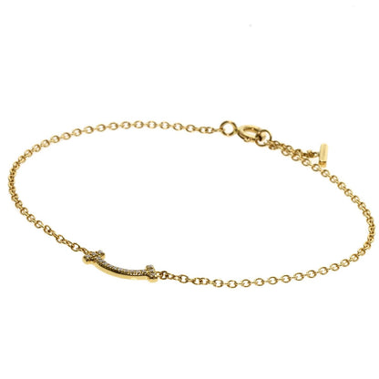 Tiffany & Co. K18 Yellow Gold T Smile Mini Diamond Bracelet