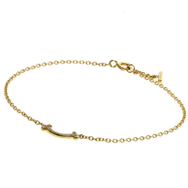Tiffany & Co. K18 Yellow Gold T Smile Mini Diamond Bracelet