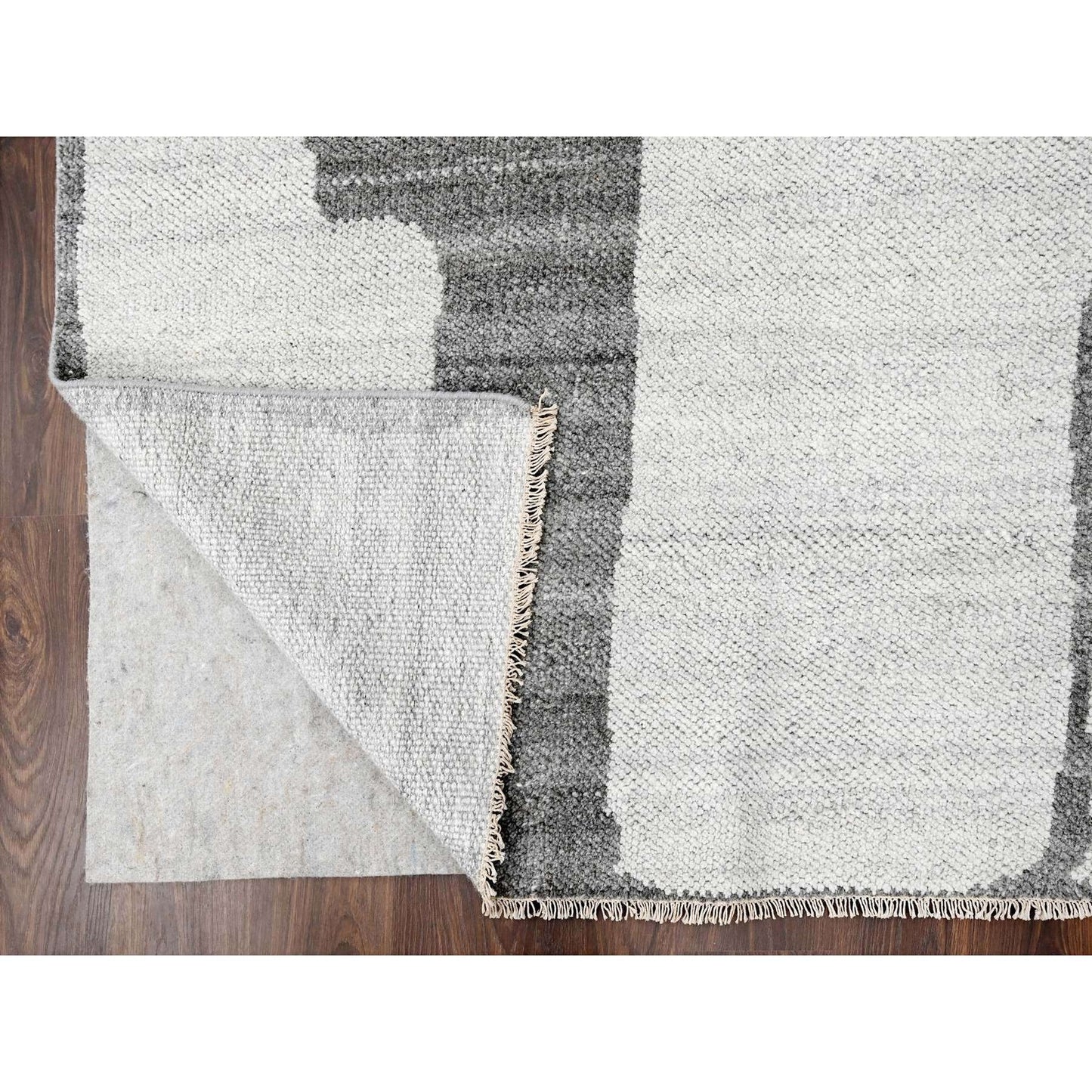 9'X11'8" Grey Wool Hand Knotted Natural Dyes Modern Oriental Rug