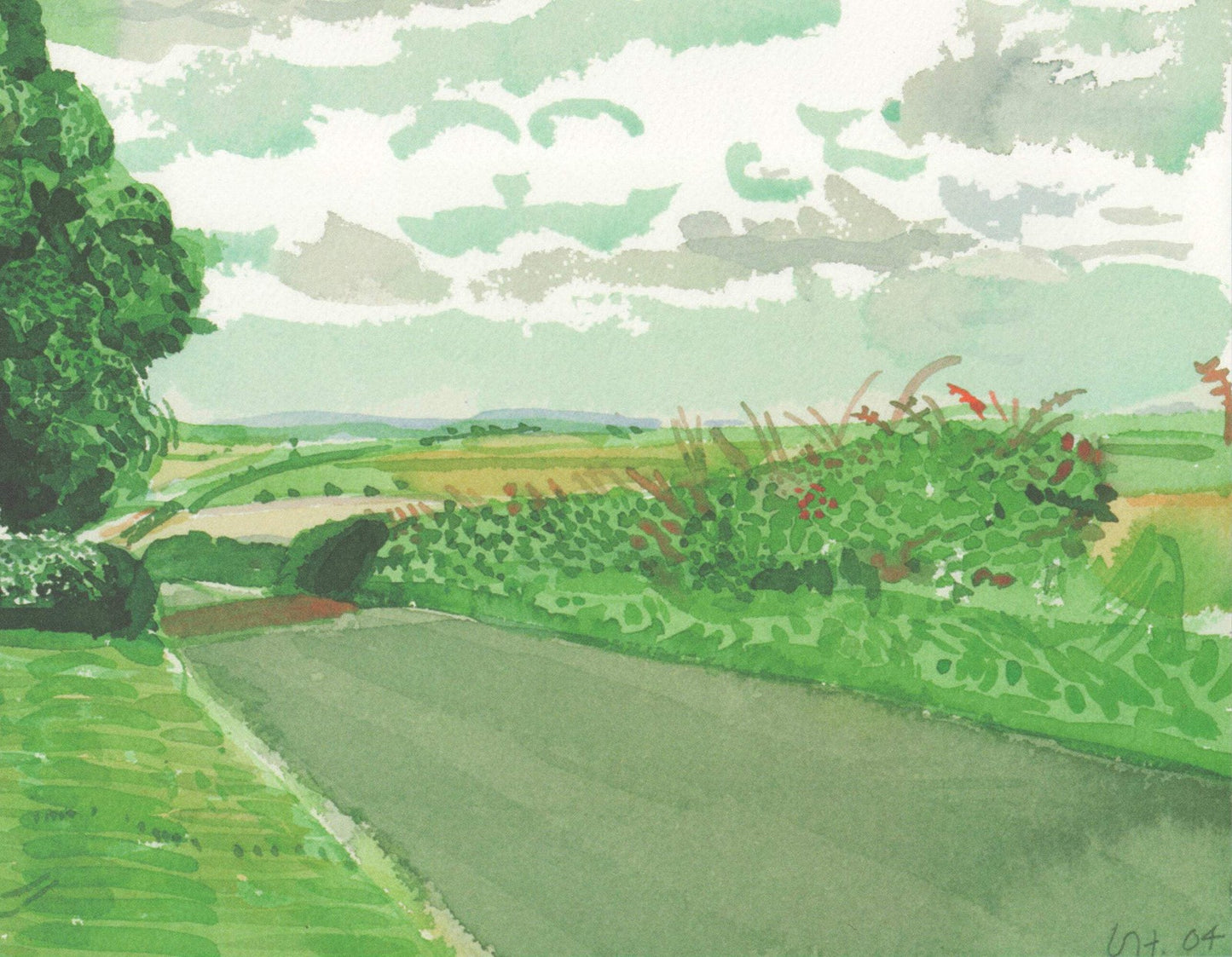 David Hockney Road And Tree Near Wetwang " Offset Lithograph Pop