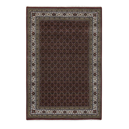 5'9"X8'9" Red Herrita Hand Knotted 175 Kpsi Wool And Silk Oriental Rug