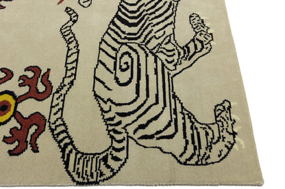 Nepali Tiger Oriental Rug Wool Tribal Modern