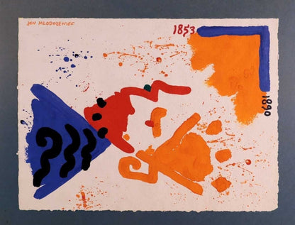 Jan Modoeniec Watercolor "Untitled" Polish Graphic Designer Art Signed Framed