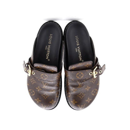 Louis Vuitton Cosy Flat Clog Mules Monogram Canvas And Leather