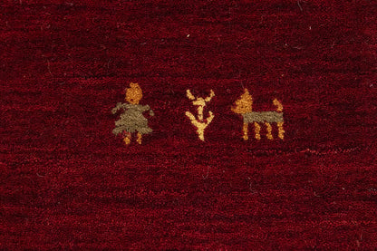 Maroon Red Pictorial Tribal Home Office 9X12 Gabbeh Modern Rug Wool Decor Carpet