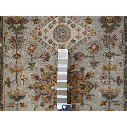 2'7"X10' Goose Gray Karjihooz Design Pure Wool Hand Knotted Runner Rug