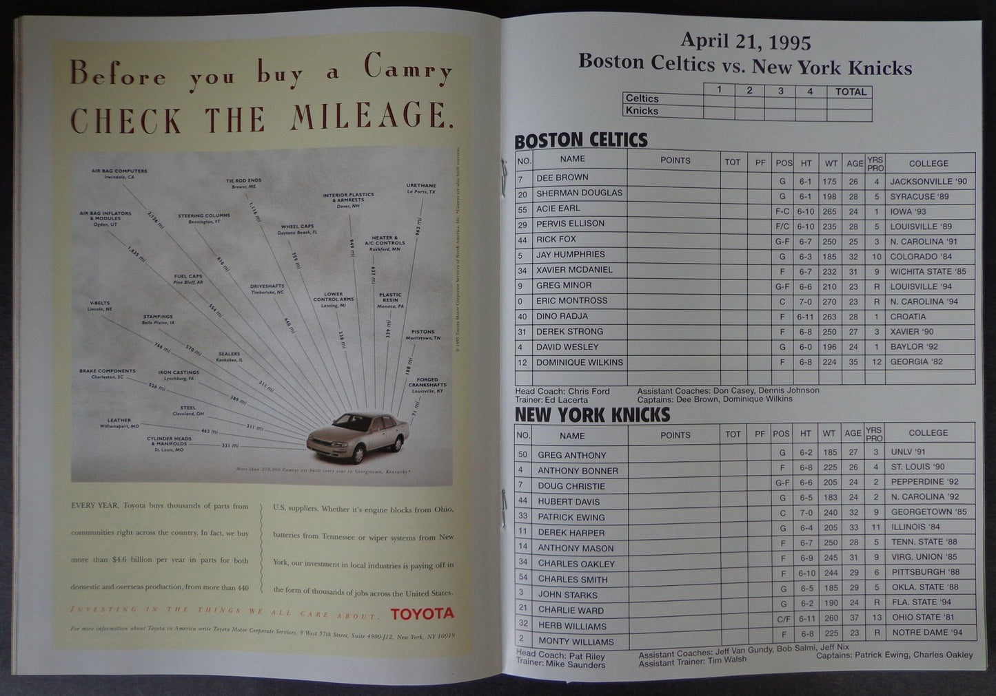 Red Auerbach Signed 1995 Program Final Game Boston Gardens Jsa 188418