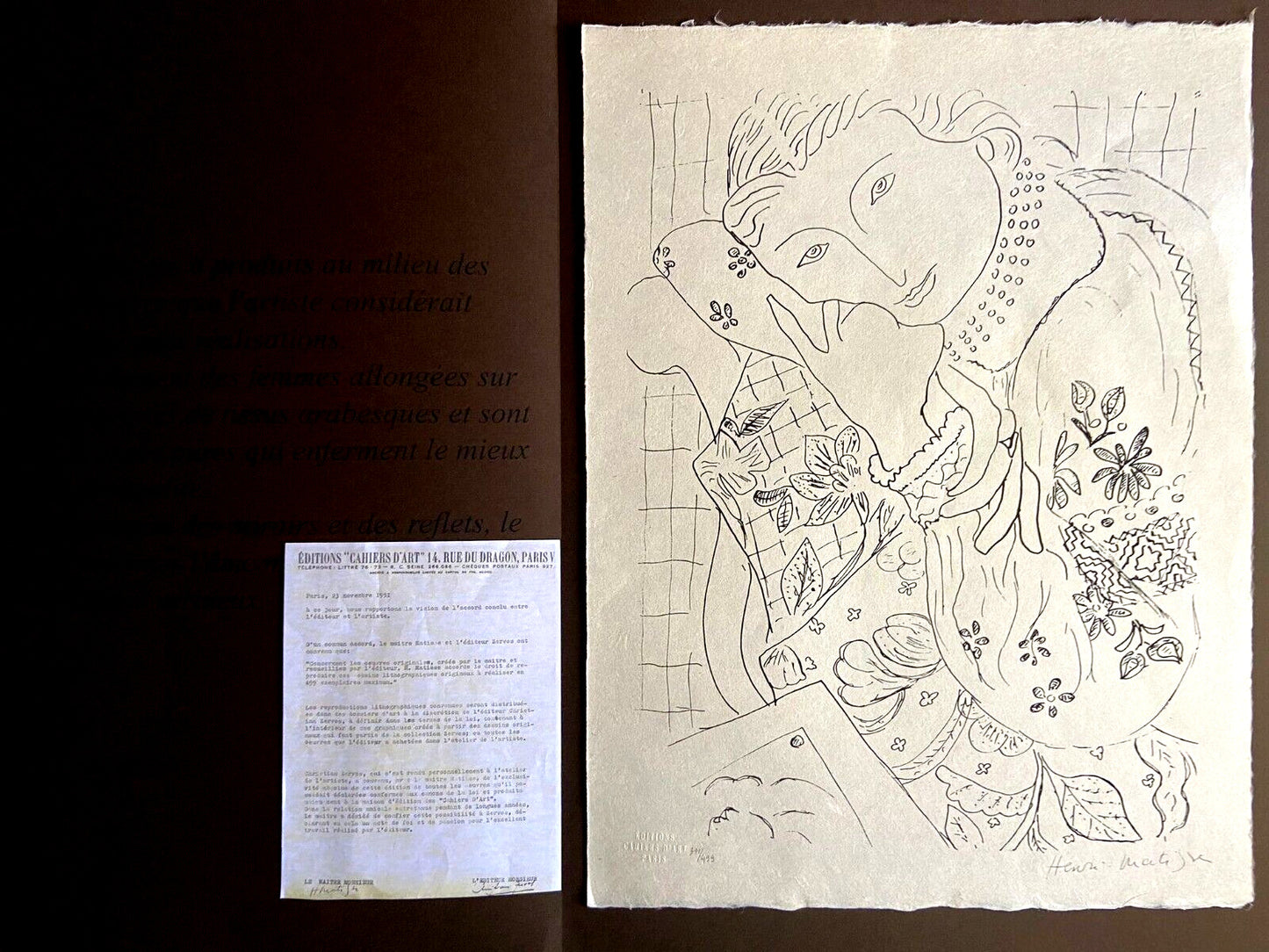 Henri-Matisse Lithograph Coa Hand Signed Numbered In Pencil Collection