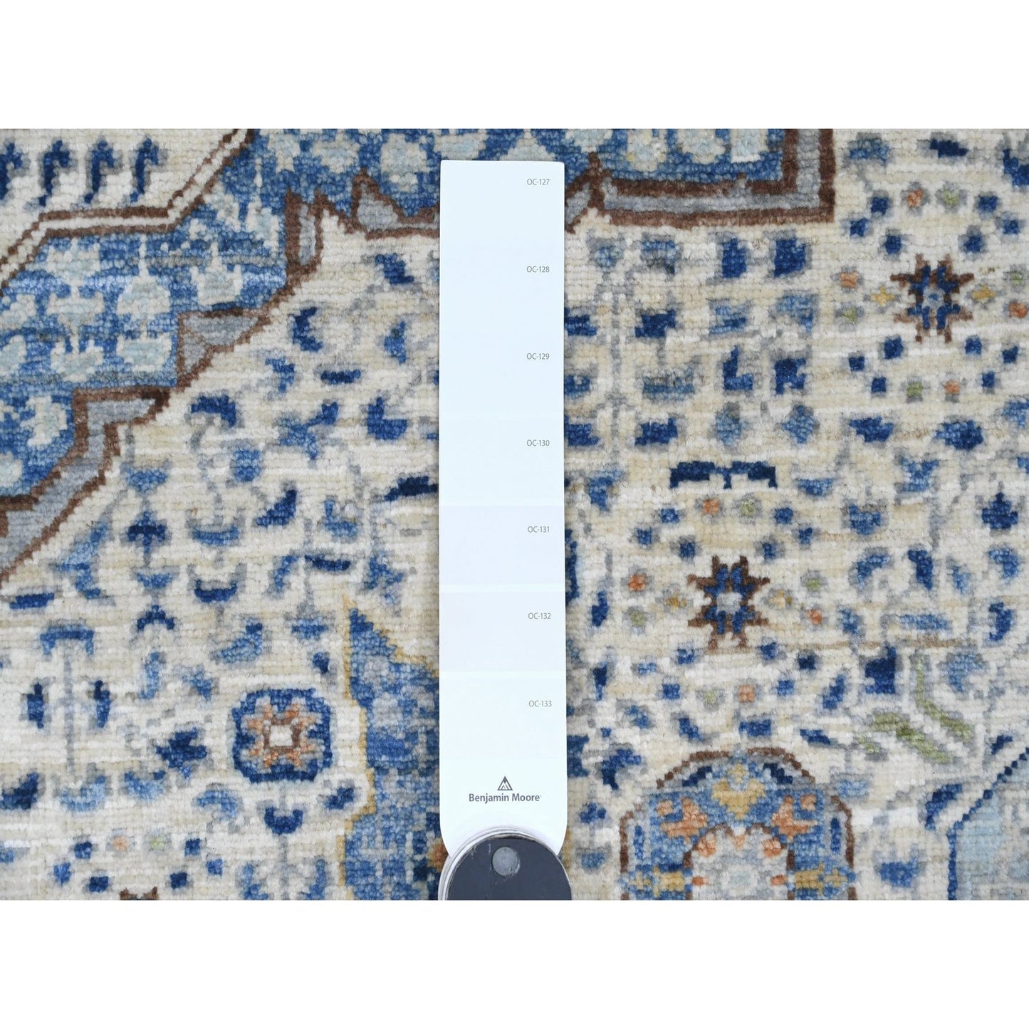5'10"x8'8" White Mamluk Dynasty Pattern Star Design Hand Knotted Wool Rug