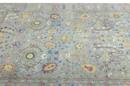 Hand-Knotted Gray Floral Chobi Oriental Rug