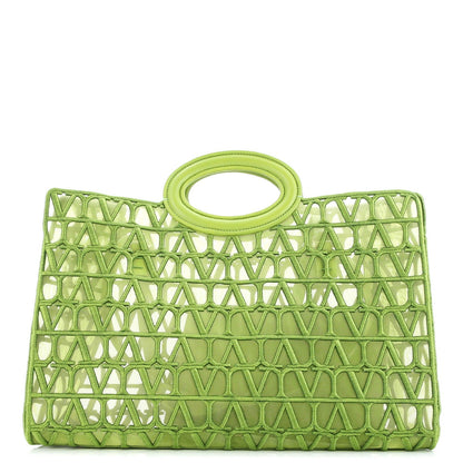Valentino Garavani Le Troisieme Tote Toile Mesh Iconographe And Goatskin Medium