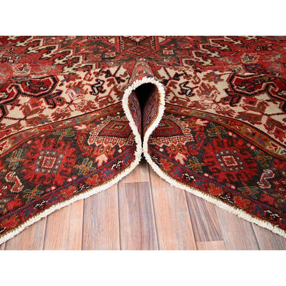 7'10"X11'10" Bills Red Heris Zoroastrian Hand Knotted Wool Oriental Rug