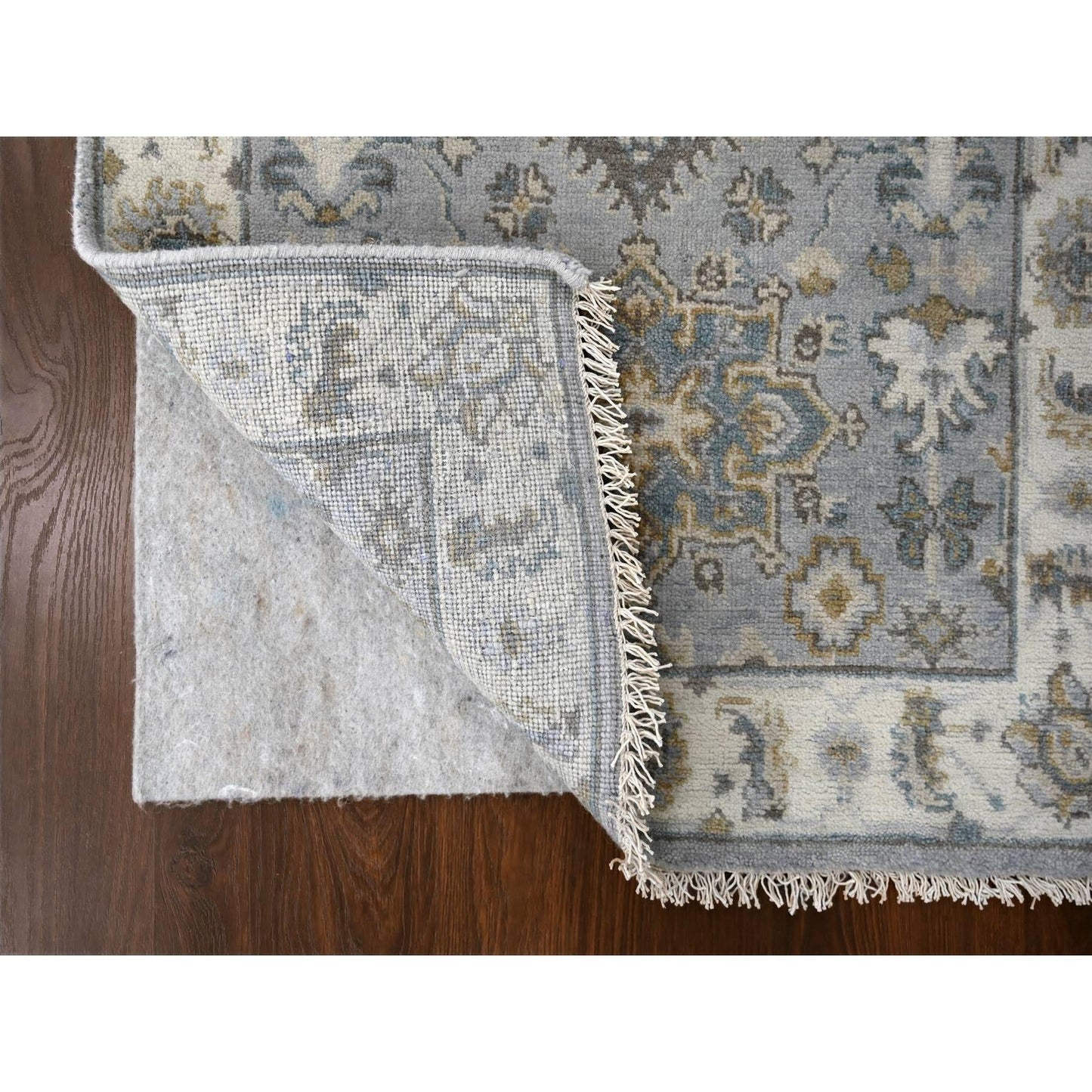 2'7"X7'9" Medium Gray Hand Knotted Karjihooz Design Wool Runner Rug