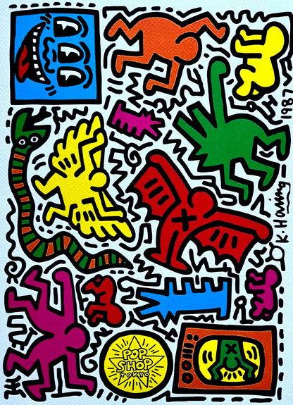 Keith Haring Lithograph Certified Coa "Pop Shop