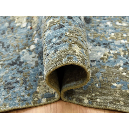 10'X14'2" Ash Gray Extra Soft Wool Hand Knotted Abstract Design Rug