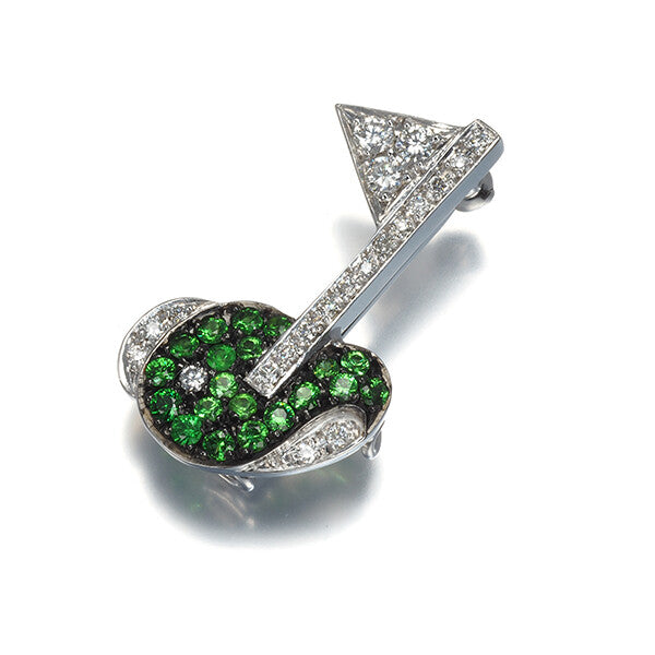 Diamond 0.24Ct Green Garnet Golf Pendant And