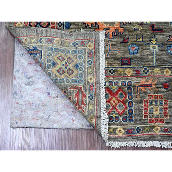 Rug 4'x6' Gray Peshawar Ziegler Mahal Design Hand Knotted Pure Wool
