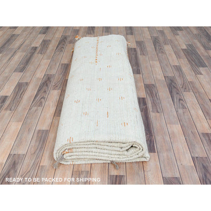 10'X14'4" Ivory Moroccan Berber Organic Wool Hand Knotted Oriental Rug