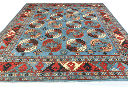 Hand-Knotted Farmho Rug Geometric Tribal Style