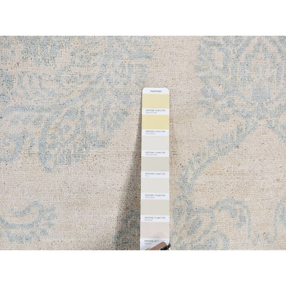 8'X10'1" White Tone On Tone Peshawar Design Pure Wool Hand Knotted Rug