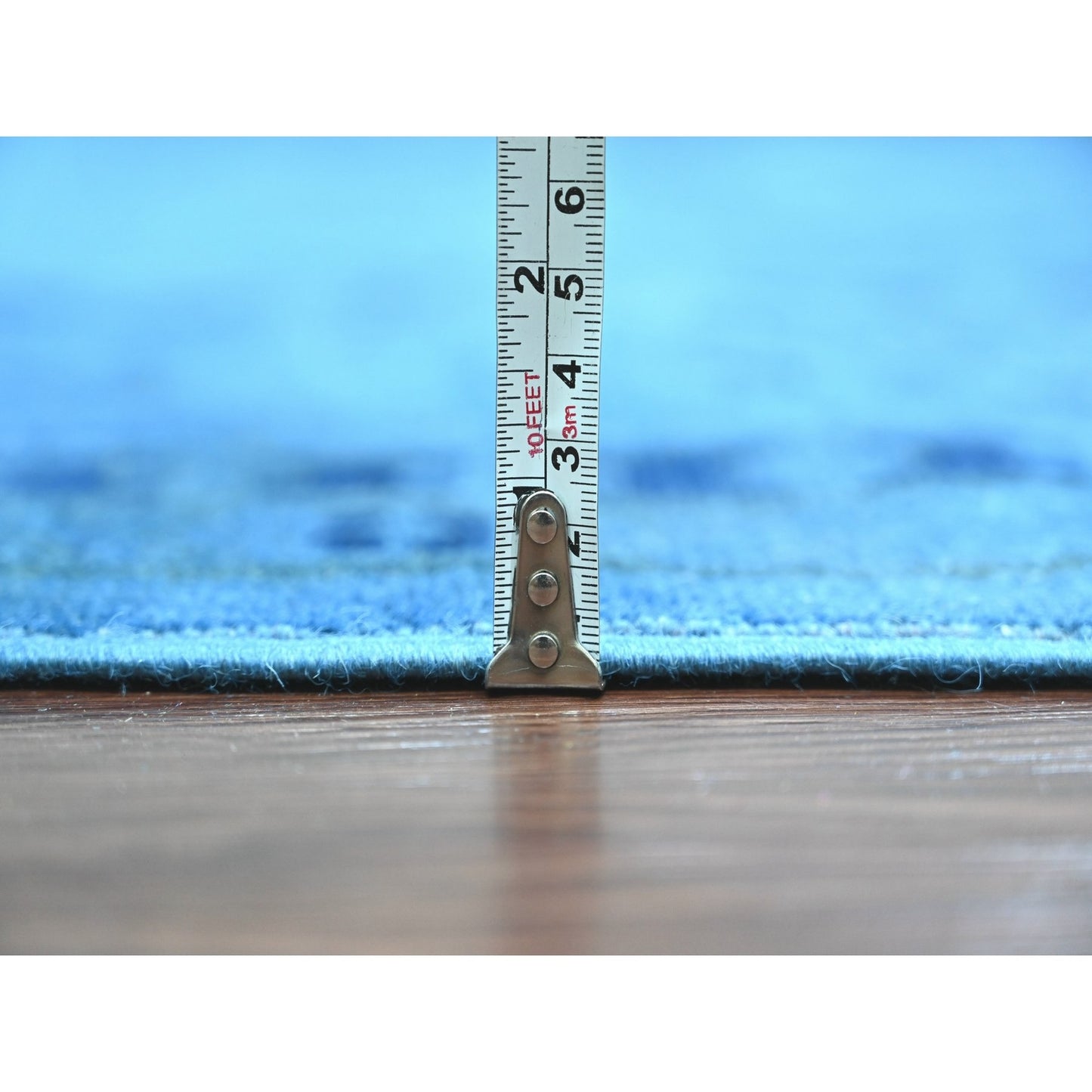 Rug 8'8"x11'9" Blue Hand Knotted Overdyed Kazak Geometric Design All Wool