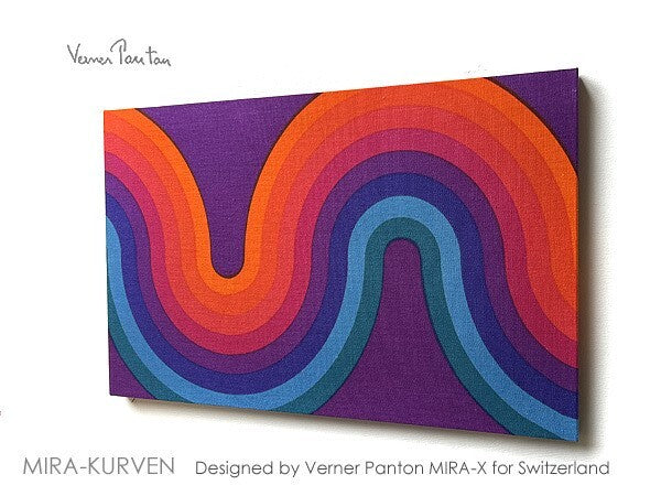 Vintage Verner Panton Mira X Kurven 21In Multi Wall Art Board Fabric Mid Century